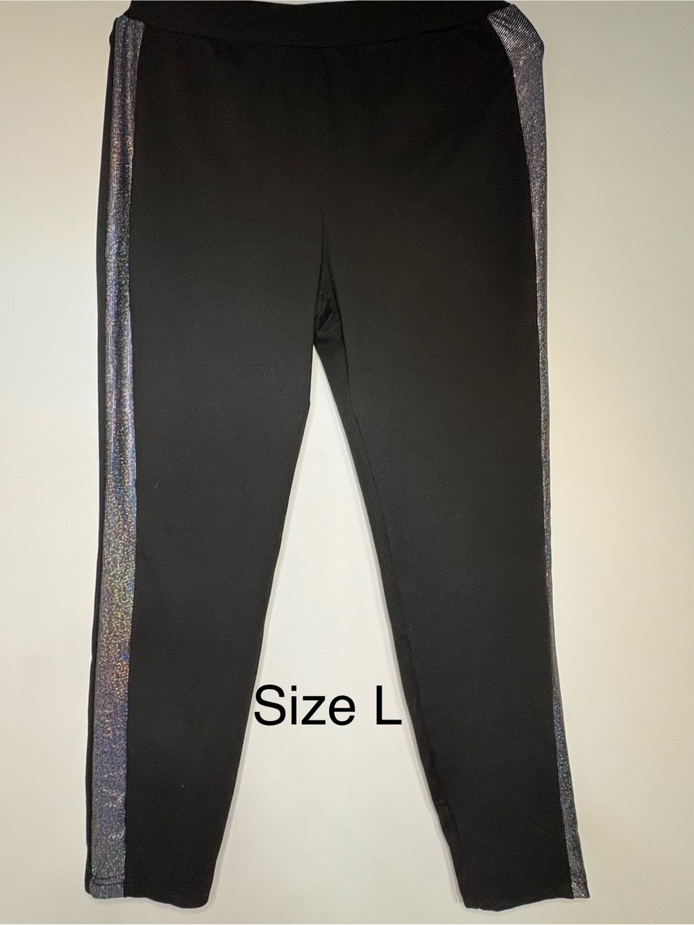 Women’s Black Leggings with Shimmer Side Stripe